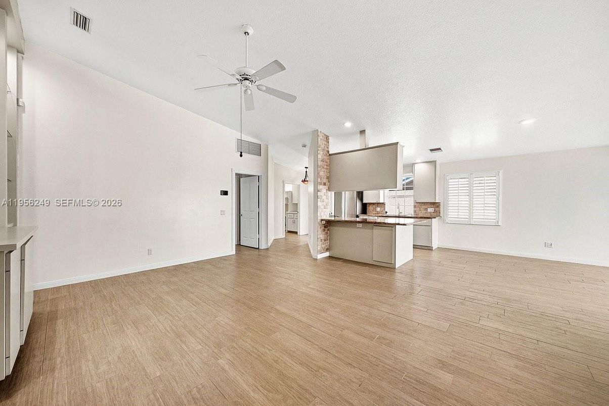 Empty room, Interior, Recessed Lighting, Wood Texture Flooring