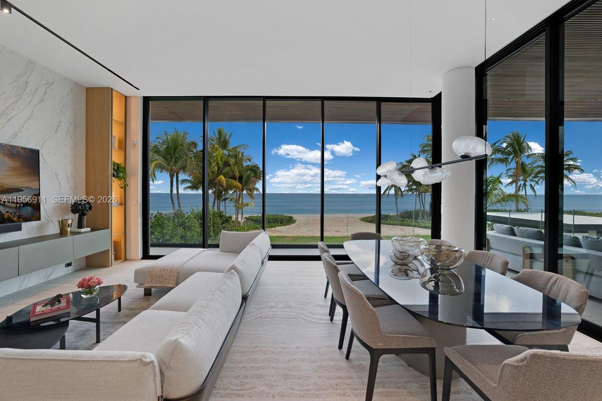 Dining room, Interior, Living room, Pendant Lights, Water, Wood Texture Flooring