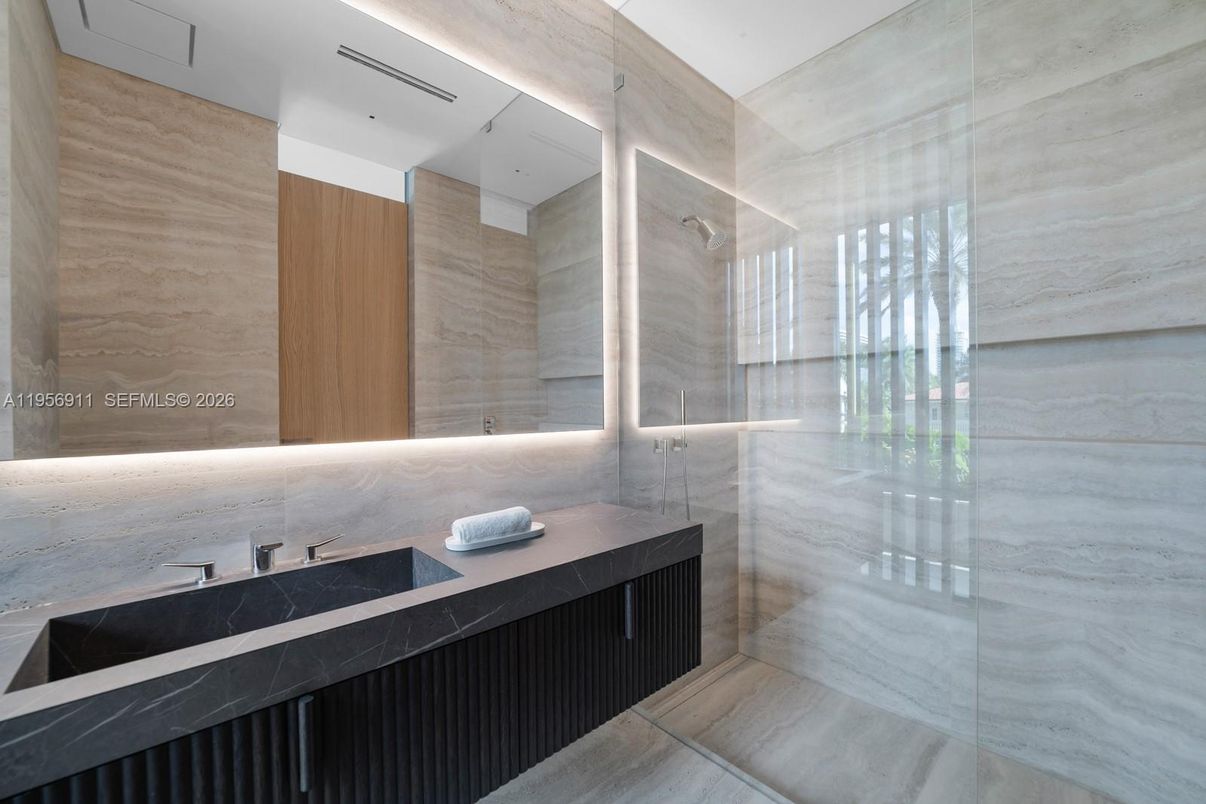 Bathroom, Glass Shower, Interior, Recessed Lighting