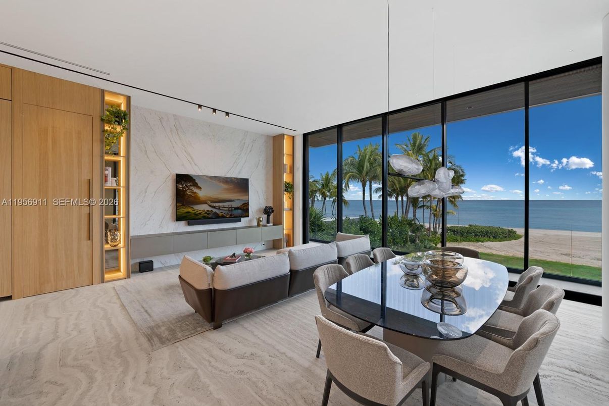 Dining room, Interior, Living room, Marble Walls, Water, Wood Texture Flooring