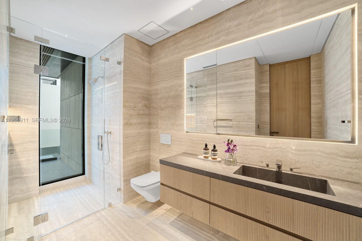 Bathroom, Glass Shower, Interior, Recessed Lighting