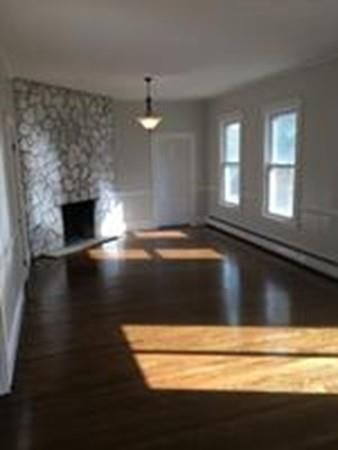 Empty room, Fireplace, Interior, Pendant Lights, Wood Texture Flooring