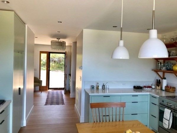 Interior, Kitchen, Pendant Lights, Recessed Lighting, Wood Texture Flooring