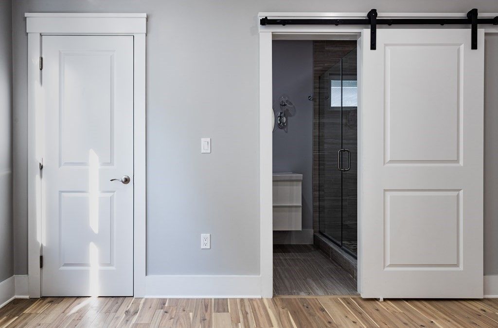 Bathroom, Glass Shower, Interior, Wood Texture Flooring