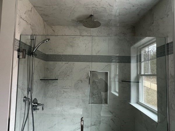 Bathroom, Glass Shower, Interior, Marble Walls