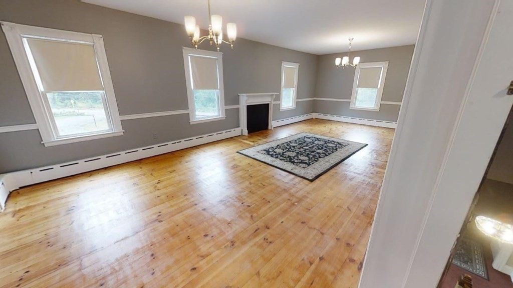 Chandelier, Empty room, Fireplace, Interior, Wood Texture Flooring