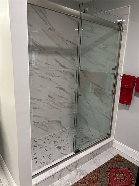 Bathroom, Glass Shower, Interior, Marble Walls