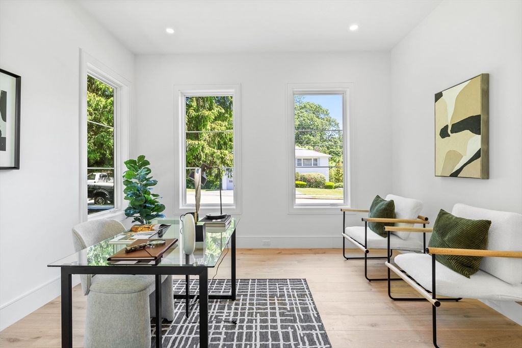 Home Office, Interior, Recessed Lighting, Wood Texture Flooring