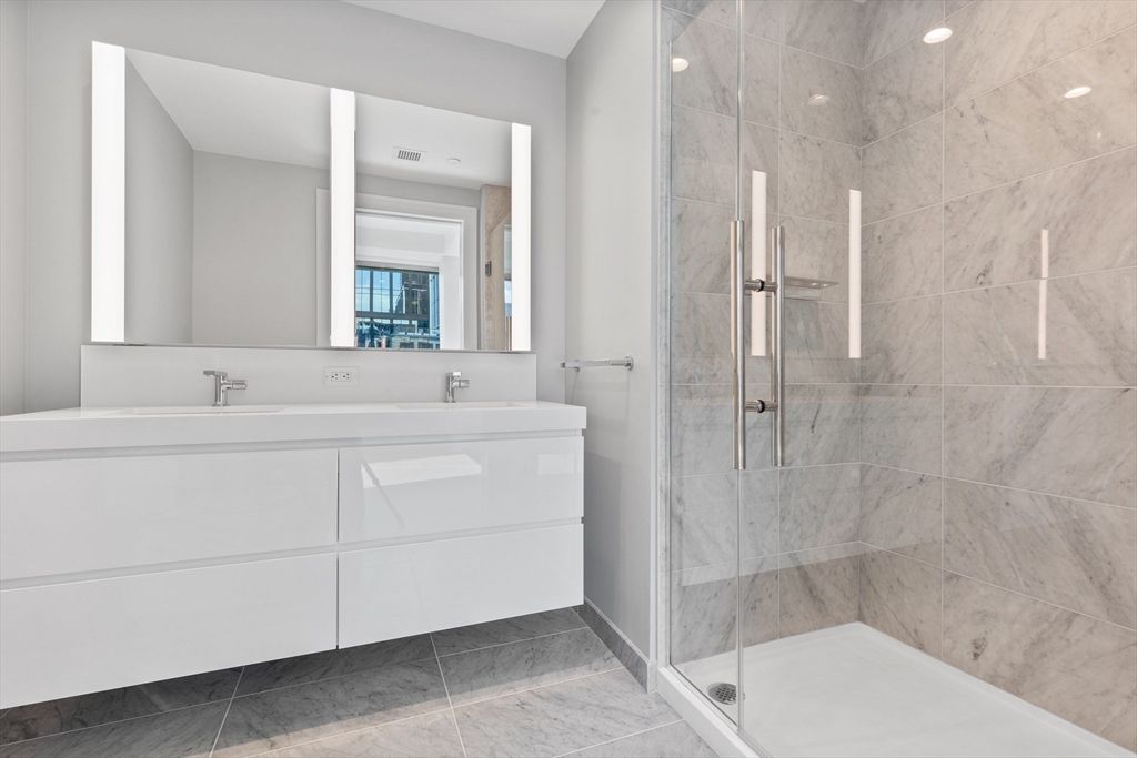 Bathroom, Glass Shower, Interior, Recessed Lighting