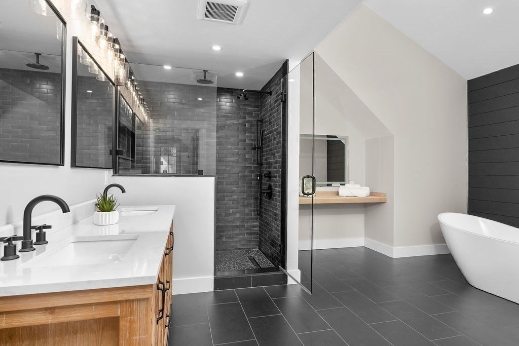 Bathroom, Dual Sink Vanities, Free Standing Baths, Glass Shower, Interior, Recessed Lighting