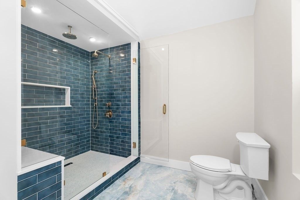 Bathroom, Glass Shower, Interior, Marble, Recessed Lighting