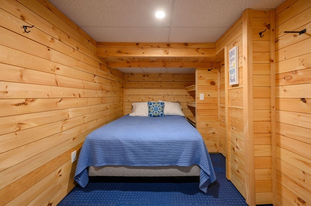 Bedroom, Interior, Recessed Lighting, Wooden Walls
