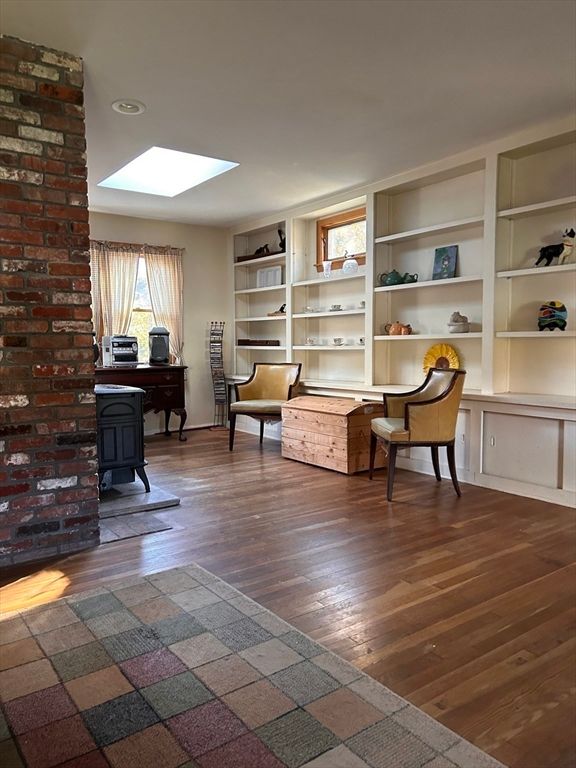 Home Office, Interior, Stone Walls, Wood Texture Flooring