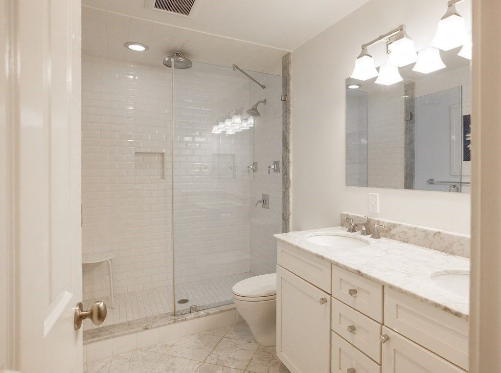 Bathroom, Dual Sink Vanities, Glass Shower, Interior, Recessed Lighting