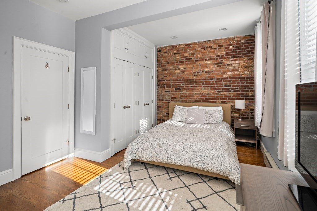 Bedroom, Interior, Stone Walls, Wood Texture Flooring