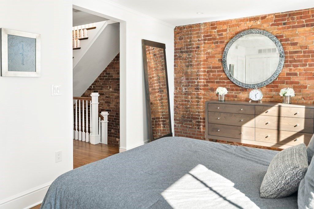 Bedroom, Interior, Stone Walls, Wood Texture Flooring