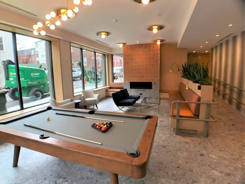 Billiard Table, Fireplace, Game Room, Interior, Living room, Recessed Lighting