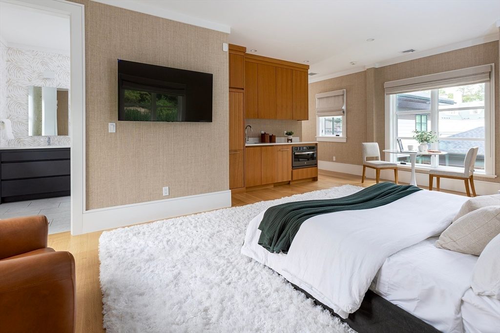 Bedroom, Interior, Marble, Recessed Lighting, Wood Texture Flooring