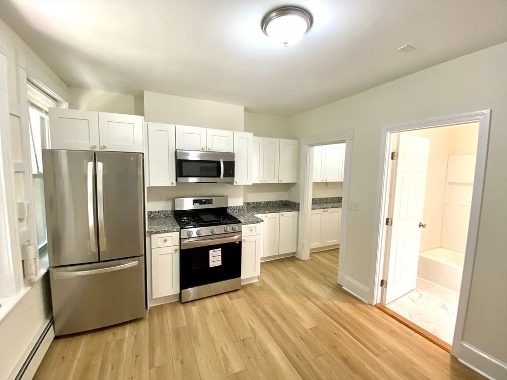 Interior, Kitchen, Stainless Steel Appliances, Wood Texture Flooring