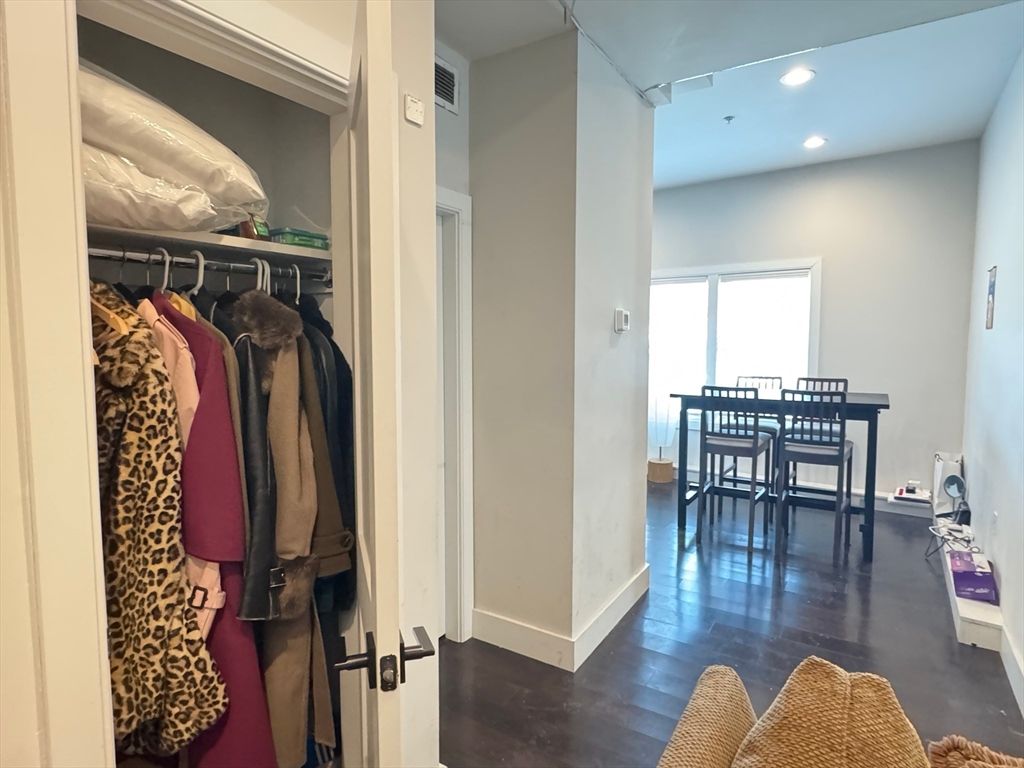 Dining room, Interior, Recessed Lighting, Wood Texture Flooring