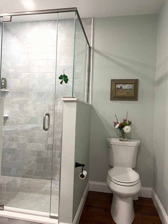 Bathroom, Glass Shower, Interior, Wood Texture Flooring