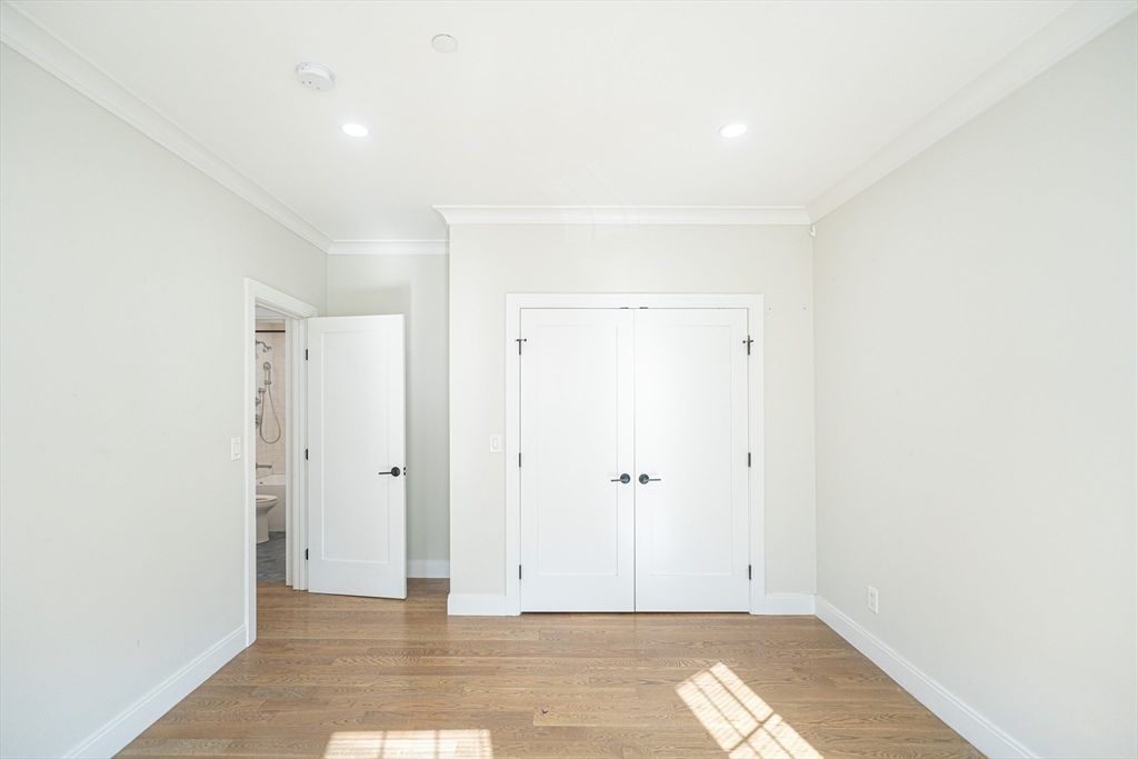 Bathroom, Empty room, Interior, Recessed Lighting, Wood Texture Flooring