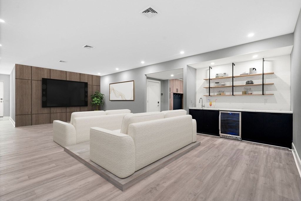 Interior, Living room, Recessed Lighting, Wood Texture Flooring