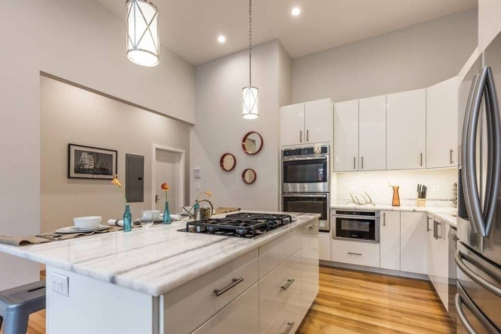 Interior, Kitchen, Stainless Steel Appliances, Wood Texture Flooring