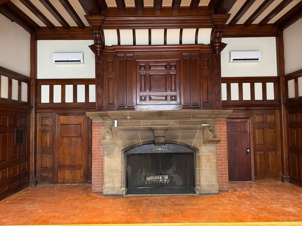 Fireplace, Interior, Wooden Beams