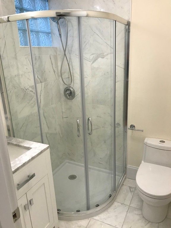 Bathroom, Glass Shower, Interior, Marble, Marble Walls