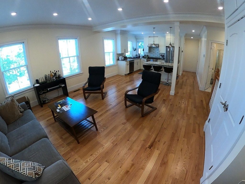 Interior, Kitchen, Living room, Pendant Lights, Recessed Lighting, Wood Texture Flooring