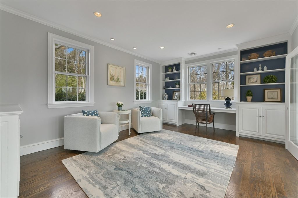 Home Office, Interior, Recessed Lighting, Wood Texture Flooring