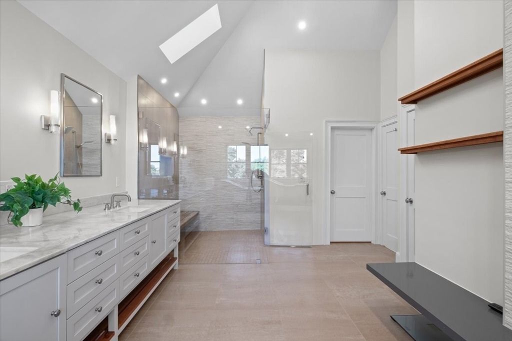 Bathroom, Dual Sink Vanities, Glass Shower, Interior, Recessed Lighting