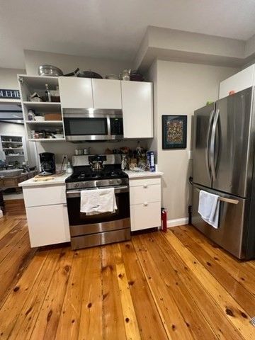 Interior, Kitchen, Stainless Steel Appliances, Wood Texture Flooring
