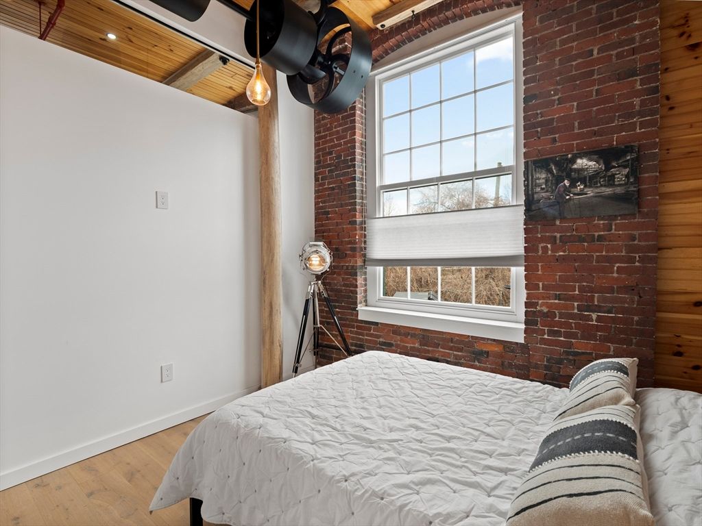 Bedroom, Interior, Pendant Lights, Stone Walls, Wooden Beams, Wooden Ceilings, Wood Texture Flooring