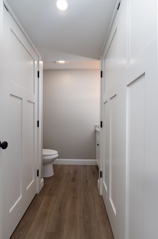 Bathroom, Interior, Recessed Lighting, Wood Texture Flooring
