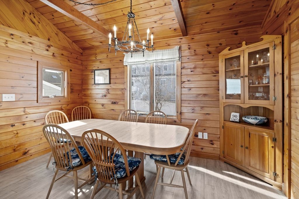 Chandelier, Dining room, Interior, Wooden Beams, Wooden Ceilings, Wood Texture Flooring, Wooden Walls