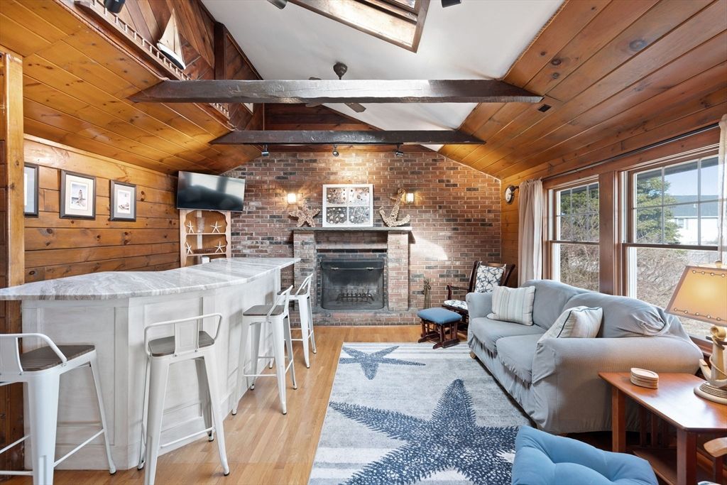 Fireplace, Interior, Living room, Stone Walls, Wooden Beams, Wooden Ceilings, Wood Texture Flooring, Wooden Walls