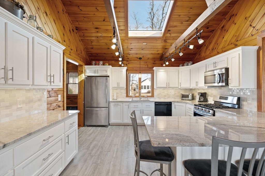 Interior, Kitchen, Stainless Steel Appliances, Wooden Ceilings, Wood Texture Flooring
