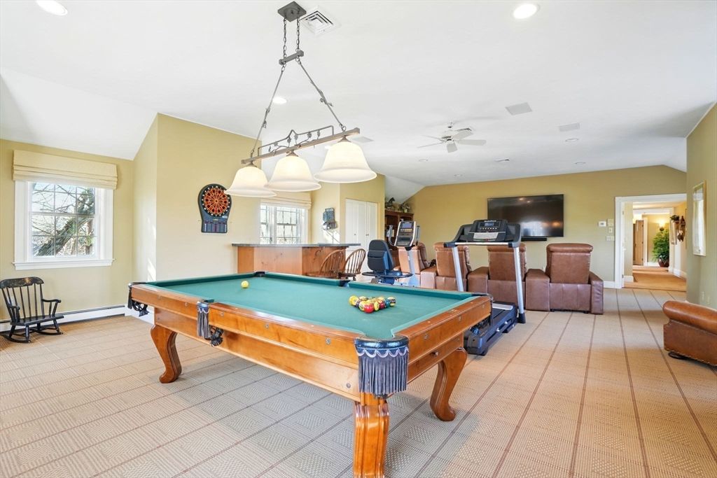 Billiard Table, Game Room, Interior, Recessed Lighting