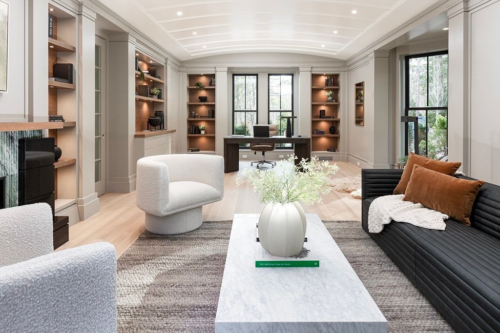 Home Office, Interior, Recessed Lighting, Wood Texture Flooring