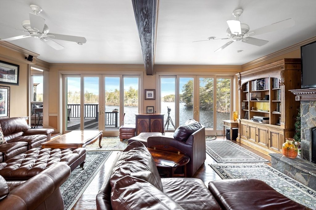 Fireplace, Interior, Living room, Water, Wooden Beams