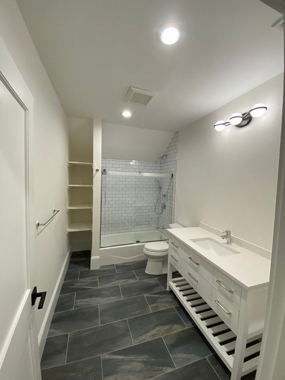 Bathroom, Dual Sink Vanities, Glass Shower, Interior, Recessed Lighting