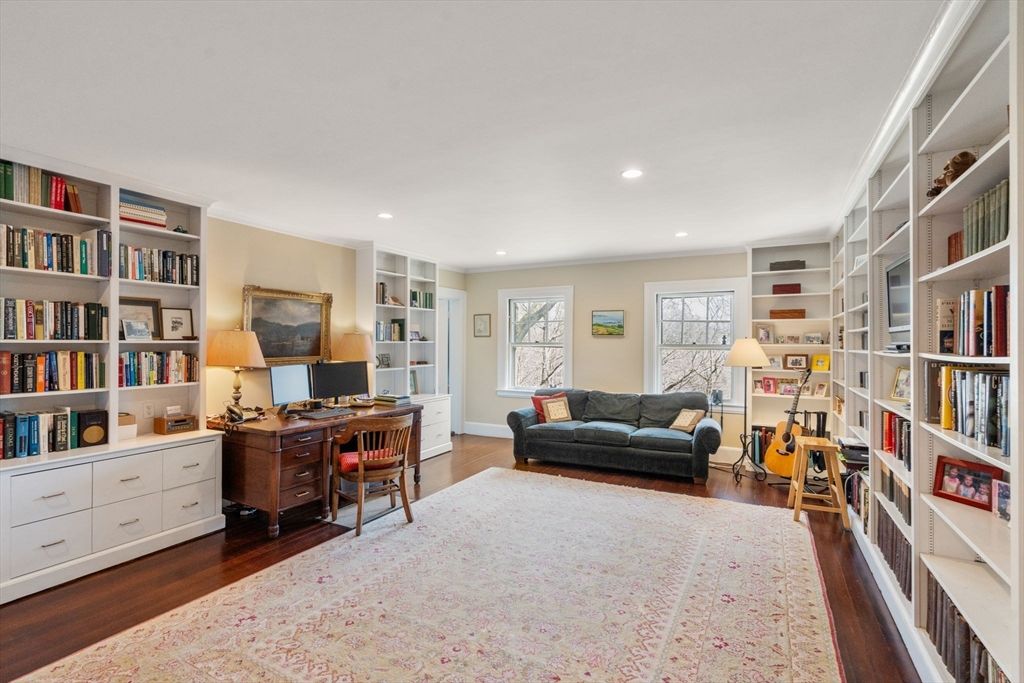 Home Office, Interior, Recessed Lighting, Wood Texture Flooring