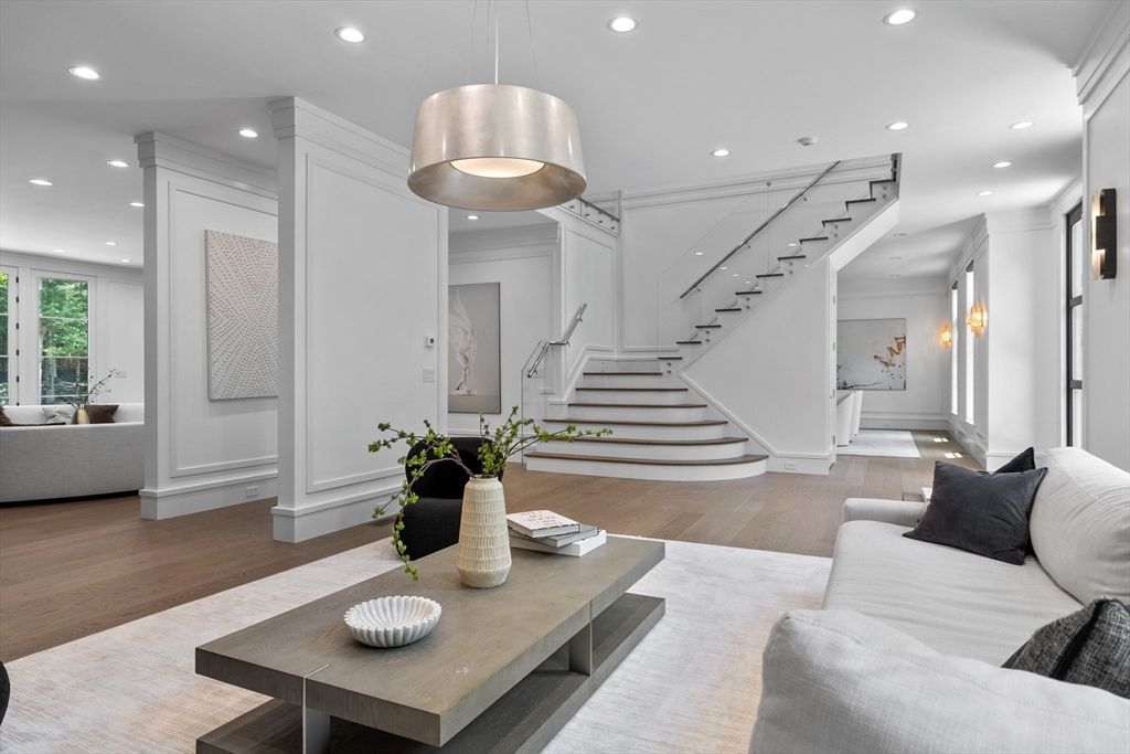 Interior, Living room, Pendant Lights, Recessed Lighting, Wood Texture Flooring