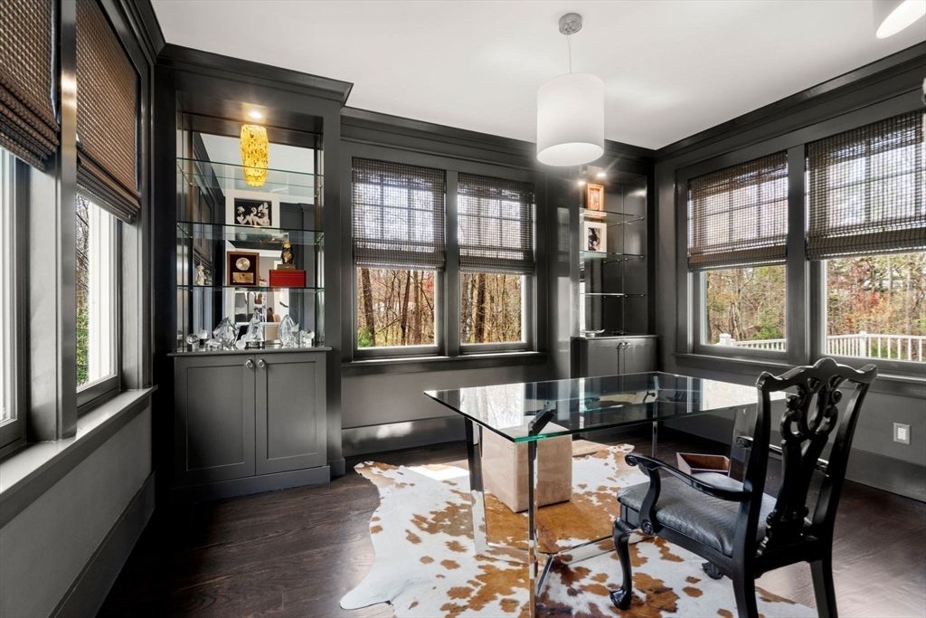 Home Office, Interior, Pendant Lights, Wood Texture Flooring