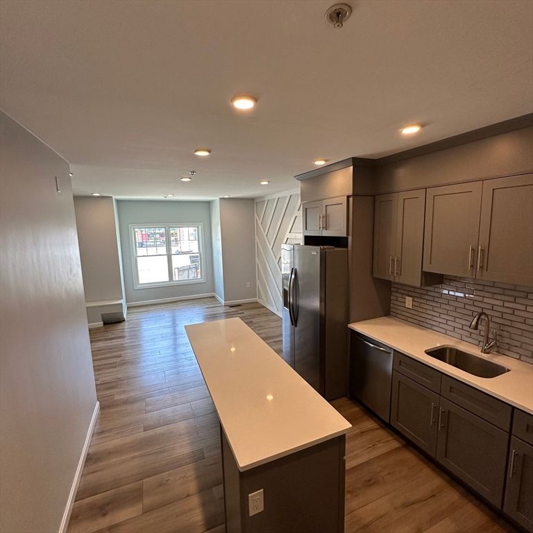 Interior, Kitchen, Recessed Lighting, Wood Texture Flooring