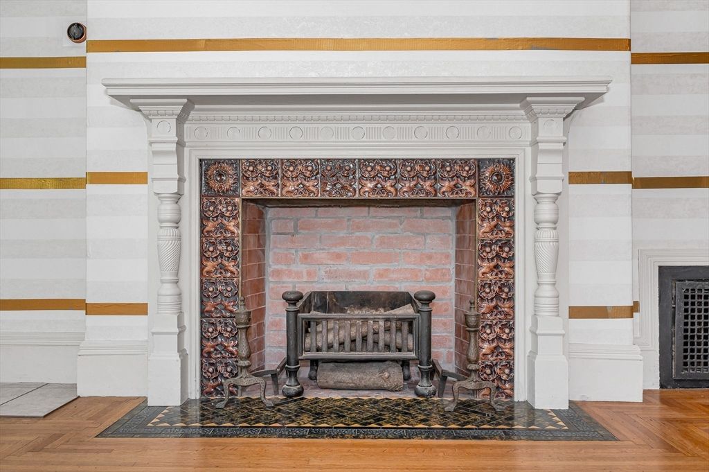 Fireplace, Interior, Wood Texture Flooring