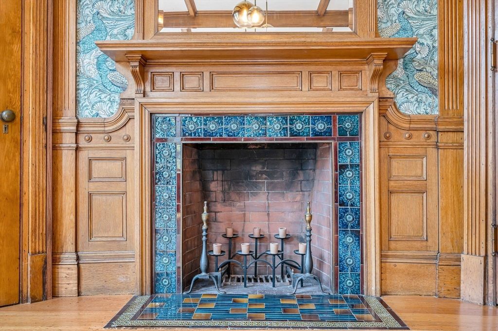 Fireplace, Interior, Wood Texture Flooring
