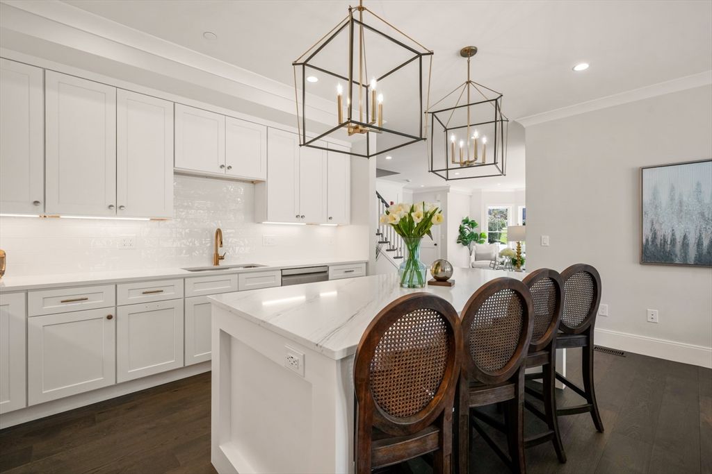Interior, Kitchen, Pendant Lights, Recessed Lighting, Wood Texture Flooring